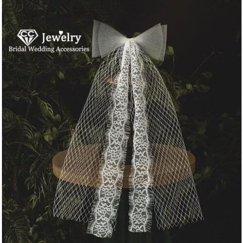 CC Women Hair Veil Wedding Accessories for Bridal Engagement Jewelry Butterfly Shape Tulle Short Veils High Quality Party QS114