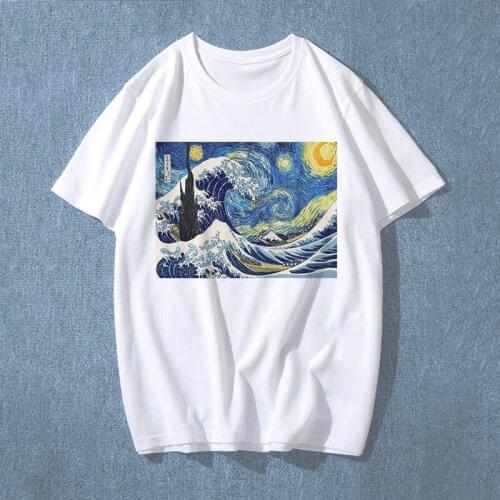 New Fashion Vincent Van Gogh Woman T Shirt Short Sleeve O-Neck Spandex Slim Fit Soft Tshirt Tops Spring Summer Print T-shirt