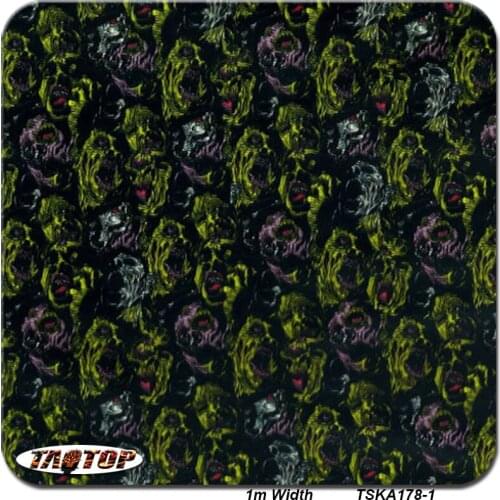 1m 50Sq TSKA178-1 Skull Transfer Film Aqua Print Wood Hydrographic Film Water Transfer Printing Film