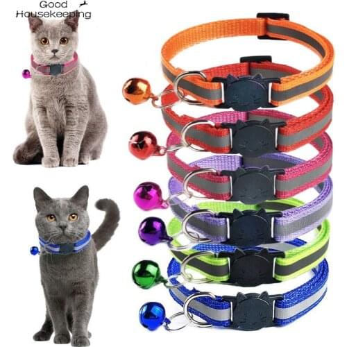 12 PCS Safety Breakaway Cat Collar Reflective Nylon Pet Puppy Small Dog Kitten Cat Collar with Colorful Bell 19-32cm 1.0cm