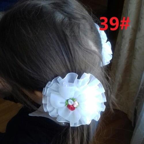 White lace flower 2pcs girls Tricolor flowers bud big toddlers kids Children Cute little princess show Hair Accessories Headwear