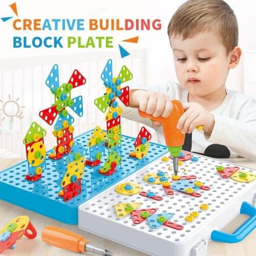 275 Pcs Puzzles Kids Drill Screw Nut Puzzles Toys Pretend Play Tool Drill Disassembly Assembly Children Drill 3D Puzzle Toys Boy