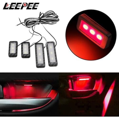 4Pcs LED Car Inner Bowl Light Decorative Armrest Interior Door Handle Lighting Auto Atmosphere Lamp Universal Handrail Lights