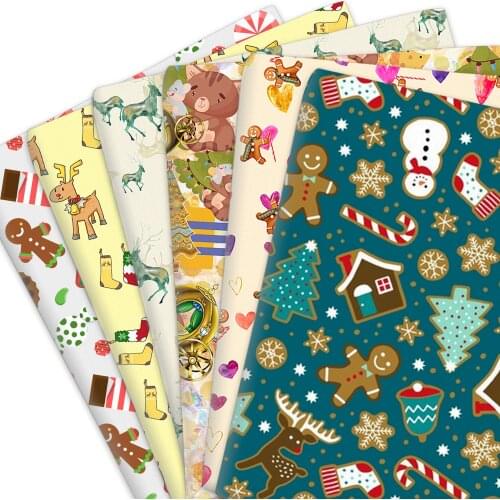 50*145cm Christmas 100% Or Polyester Cotton Fabric Printed Cloth Sheet Clothes Making Home Textile Handmadde Bag Material