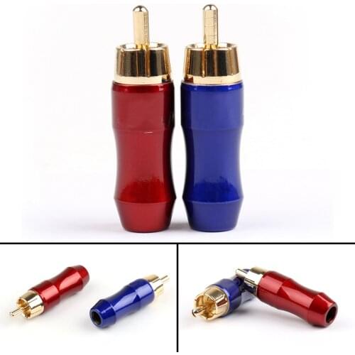Artudatech 1Set/4Set RCA Male Plug Copper Audio Video Gold Adapter Fit 6.4mm Cable Red/Blue Jack