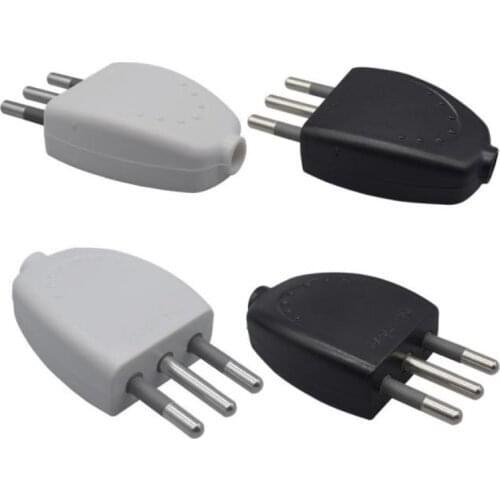Black White 10A 250V Copper grounding EU Italy Chile 3 Pin power wiring assembly plug household industrial detachable power plug