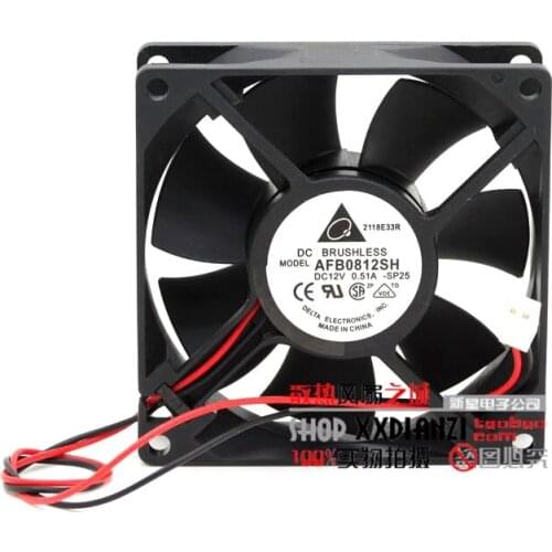 DELTA AFB0812SH 8025 8 0.51A 8CM 2 WIRES winds of single ball bearing fan for Delta 80*80*25mm