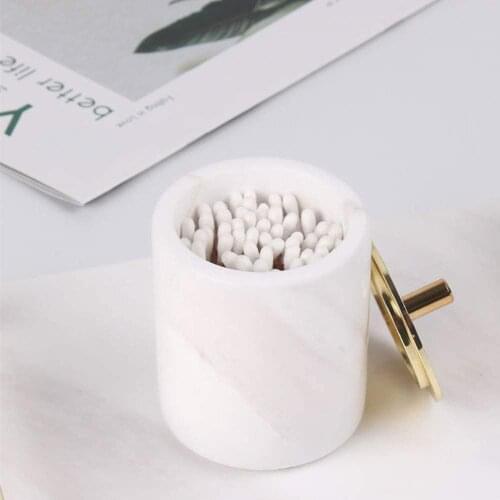 Natural Marble Cosmetics Cotton Swab Ball Holder, Seasoning Box, Ring Storage Box with Lid