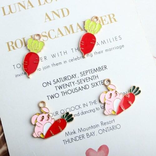 10pcs/lot Cute Animal Carrot Enamel Rabbit Radish For Jewelry Making Bracelet Charms DIY Findings Necklace Pendant Finding XL825