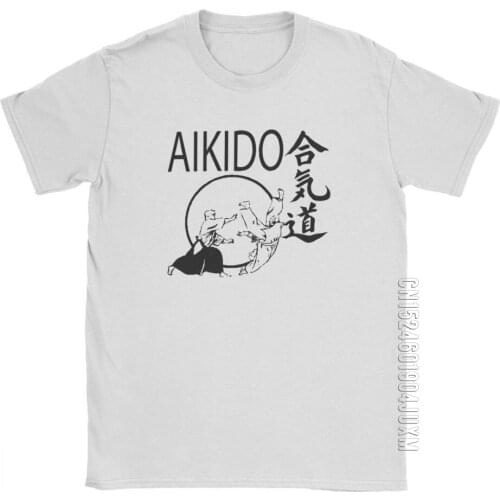 Aikido Novelty T Shirt For Men Taekwondo Karate High Street Tops Graphic Printed Tees Cotton Crew Neck T-Shirt Plus Size