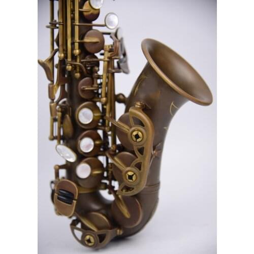 Custom Antique Copper Simulation Curved B(B) Soprano Saxophone with Engraving Flowers