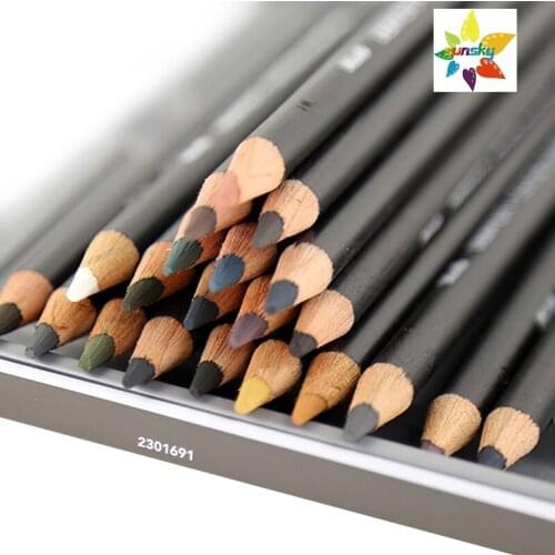 Original Derwent Tinted Charcoal Pencil Widened 4mm soft color croe Firm Easy to cover 24 colors Single color Self selected
