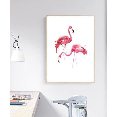 Unframed Watercolor Flamingo Canvas Art Print Painting Poster, Wall Pictures for Home Decoration, Giclee Print Wall Decor LZ906