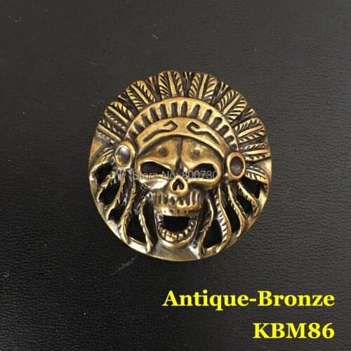 KBM86) 10pc 1-3/8'' (34.5mm) Indian Chief Head Conchos Western Equestrian Tack Concho Screwback Leathercraft Antique-Bronze