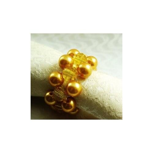 Gold pearl beaded decoration napkin ring, napkin holder for wedding
