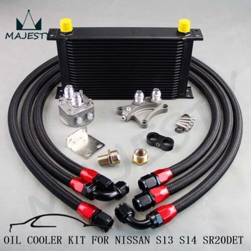 22 ROW OIL COOLER KIT FOR NISSAN Silvia S13 S14 S15 180SX 200SX 240SX SR20DET BLACK