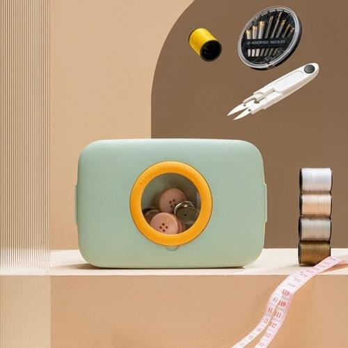 Sewing Basket with Magnifying Glass Double Layers PP Embroidery Storage Box for Home