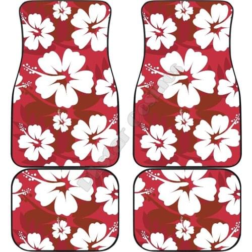 Red aloha flower Car Floor Mats 3D Printed Pattern Mats Fit for Most Car Anti Slip Cheap Colorful 02