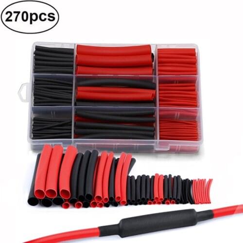 Red Black 270Pcs Heat Shrink Tube Kit Shrinking Ratio 3:1 Electrical Wire Wrap Cable For Car Home RV Camper Trailer Truck Van