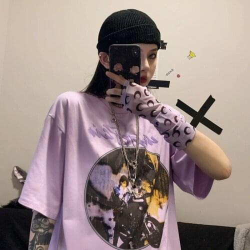 Summer Streetwear Short sleeve trend vintage bf punk Korean bar o-neck dropshipping tee tops cute outfits hip hop femme t-shirts