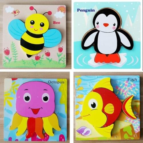 Montessori Materials Animals Puzzle Montessori Educational Wooden Toys For Children 3D Puzzles for Toddlers Baby Teaching Aid