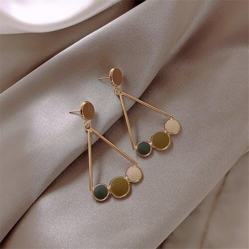 Metal geometry character joker earrings three color matching earrings, Japan and South Korea ladies street snap earrings