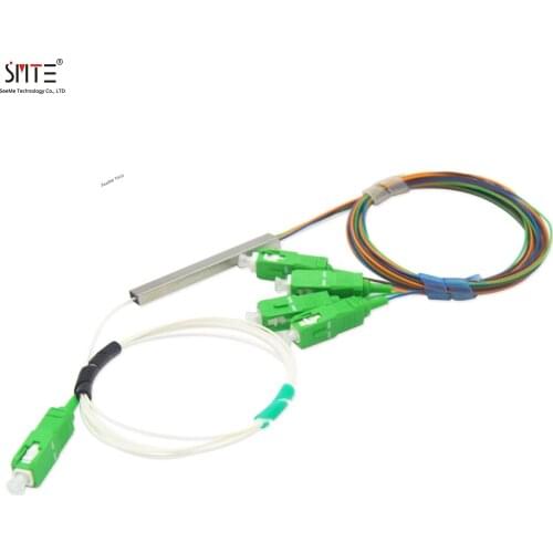 Micro PLC 1X4 splitter SC/APC 1 point 4 fiber splitter chip telecom grade steel pipe 0.9