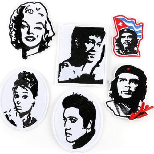 Fashion New Embroidery Patch Stickers Cartoon Black and White Character Head Patch DIY Clothing Luggage Accessories