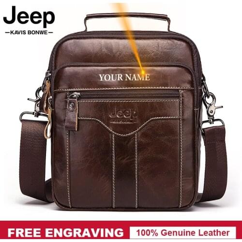 High Quality Engraving Men Shoulder Bag Brand Men Handbags Leather Male Business Bags for Man Messenger Bag Zipper Solid New