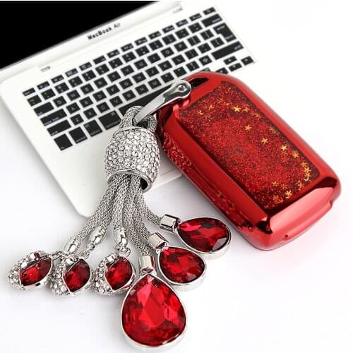 Funny Quicksand Soft TPU Key Case Cover Shell For Honda 2016 2017 CRV Pilot Accord Civic Fit Freed Crystal chain for Girlfriend