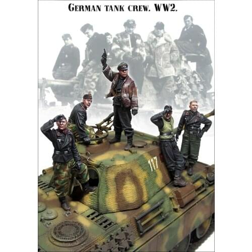 1/35 Scale German Combat Armor Member 5 People (excluding tanks) WWII Unpainted Resin Model Kit Miniatures Figures