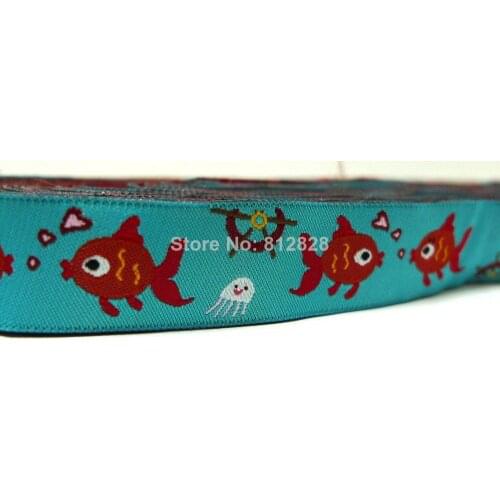 5/8'' 16mm width Single Face Kissing Love Gold Fish Woven Jacquard Ribbon Free shipping DHL EXPRESS For Combine Order $150