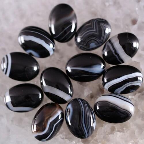 Oval13x18MM&12x16MM Natural Black Veins Onyx CAB Cabochon For Making Necklace Pendant Bracelet Earrings 10Pcs K1619