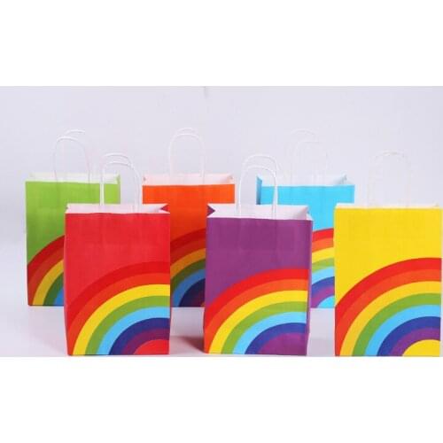 Rainbow wedding Birthday party Supplies gift bag Kraft paper packaging food clothes пакетики для упаковки paper bags for gifts