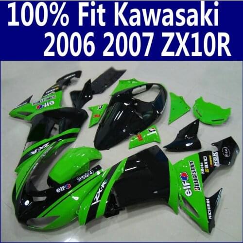 Plastic Fairing kit for Kawasaki ZX10R 2006 2007 green black bodywork fairings set Ninja ZX-10R 06 07 ZS24 +7 gifts
