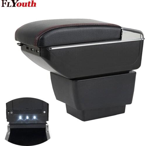 Armrest Box For Skoda Fabia Fabia 2 2015-2017 USB Charging LED Light Car Arm Rest Rotatable Centre Console Storage Box