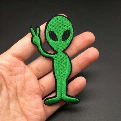 Alien Size: 4.2x8.4cm DIY Embroidery Patch for Clothes Badge Sewing Stickers Applique Decoration Iron Stripes on Clothing