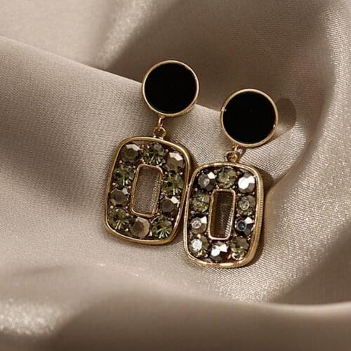 Piercing Rhinestone Exquisite Piercing Geometric-shaped Dangle Stud Earrings Ear Accessories