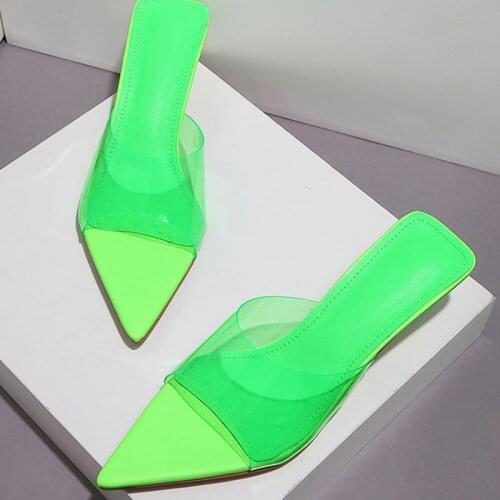 Slippers Women Pumps Flip Flop Summer Shoe New 2021 Casual Outside Flip Flops Pvc Pointed Toe Slides Female Shoes High Heels