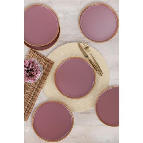 Matte Violet Gold Fishnet Nordic Cake Plate 22 Cm 6 Pcs
