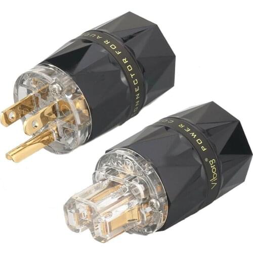Viborg VM503G+VF503G 24k Gold Plated Pure Copper US AC Power Plug Female IEC Plug for Audio DIY Power Cable