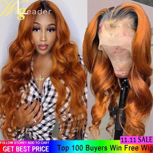 Wigleader Human Hair Lace Front Wigs180% Preplucked 13x6 Lace Frontal Wigs Glueless Ombre Remy Hair Wigs Wavy Hair Lace Wigs