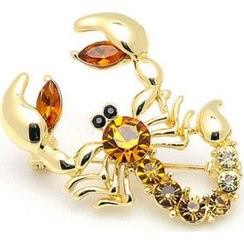 Women Fashion Animal Scorpion Crystal Rhinestone Scarf Brooch Pin Party Jewelry