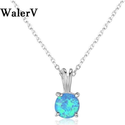 WalerV New for Womens Pendant Set Fashion Charm Imitation Opal Five Circular Shape Pendant Necklace Wedding Jewelry Charm Gift