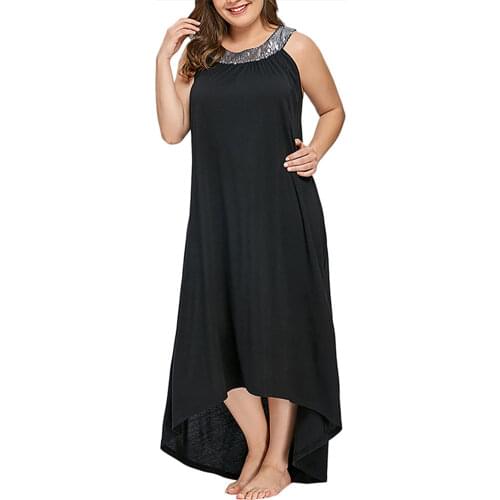 Plus Size Dress Maxi Casual Halter Off Shoulder Sequins Women Dresses 2021 Summer Basic Urban Long Fashion Irregular For Party