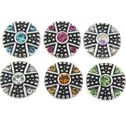 10pcs/lot Mixed 12mm Snap Button Jewelry Rhinestone Cross 12mm Snap Buttons Fit Snap Bracelet Bangle Necklace DIY Accessories
