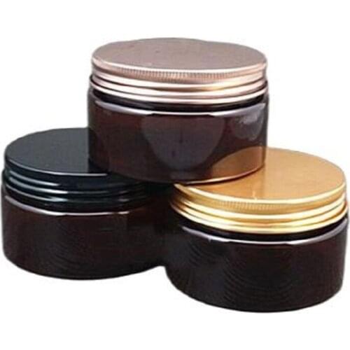 100G 100ML Plastic Cream Jar, Dark Brown Box Electroplating Aluminum Lid, High-Grade Cosmetic Packing Container, 30pcs/lot