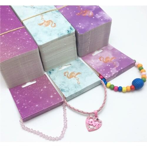 100Pcs Beautiful Paper Necklace Cards Chain Bracelet Packing Displays Cards, 12x5cm Jewelry Cards for Woven Hand Wristband