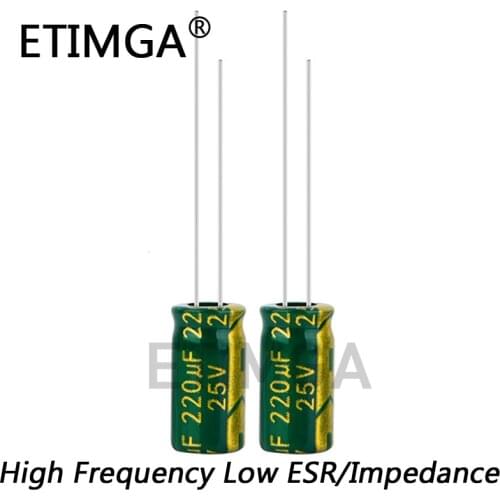 50pcs/lot 25V 220UF Low ESR/Impedance high frequency aluminum electrolytic capacitor size 6*12 220UF25V 20