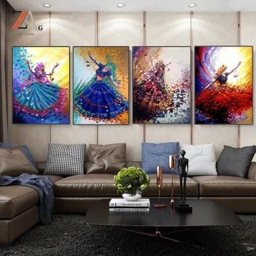 Abstract Dance Girl Poster Canvas Painting Color Print Cuadros Art Wall Decoration Mural Modern Home Living Room Decor No Fram